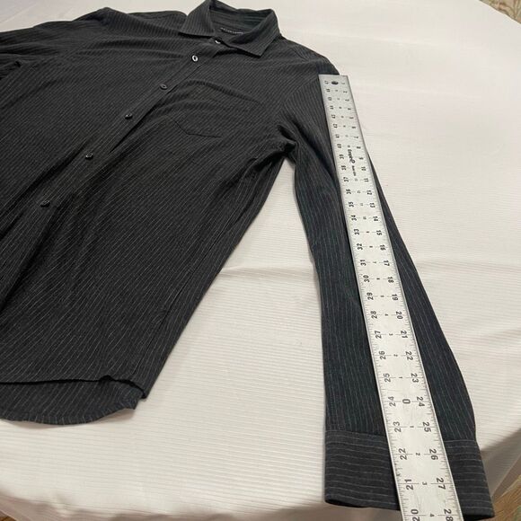 Ralph Lauren Black Label Men’s Dark Grey Stripe Button Up Shirt Size Large - Picture 4 of 8